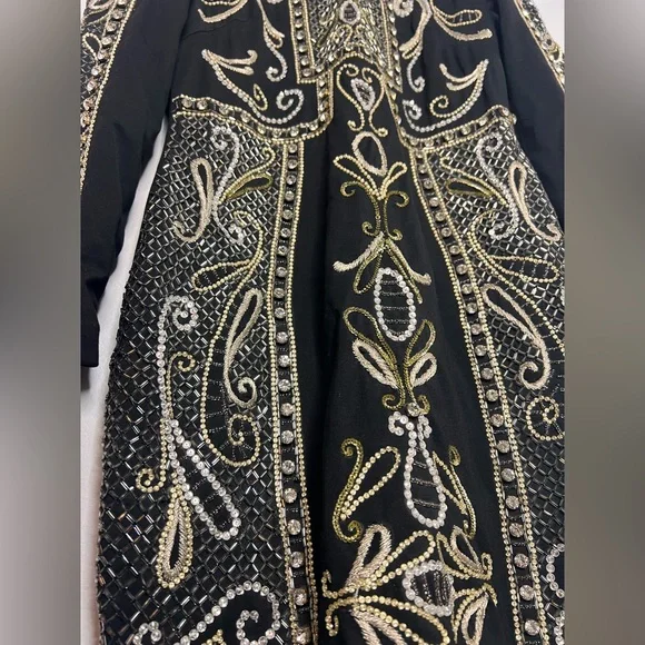 BEBE EMBELLISHMENT BODYCON MINI DRESS LONG SLEEVE BLACK - Picture 5 of 8